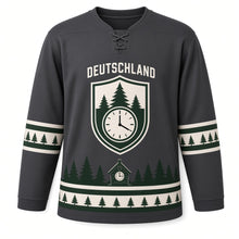 Load image into Gallery viewer, Germany Black Forest Pines Original Hockey Jersey in Charcoal, front view – custom name and number