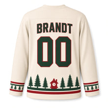 Load image into Gallery viewer, Germany Black Forest Pines Original Hockey Jersey in Cabin Cream, back view with your name and number