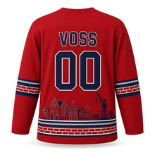 Load image into Gallery viewer, Germany Hanseatic Harbor Original Hockey Jersey in Hanse Brick, back view with your name and number
