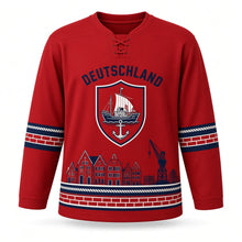 Load image into Gallery viewer, Germany Hanseatic Harbor Original Hockey Jersey in Hanse Brick, front view – custom name and number
