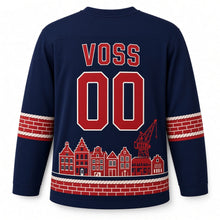 Load image into Gallery viewer, Germany Hanseatic Harbor Original Hockey Jersey in Harbor Navy, back view with your name and number