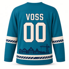 Load image into Gallery viewer, Germany Hanseatic Harbor Original Hockey Jersey in Port Teal, back view with your name and number