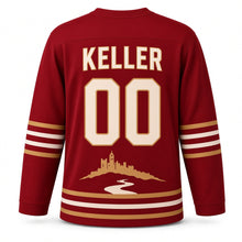 Load image into Gallery viewer, Germany Rhine Castle Original Hockey Jersey in Vineyard Red, back view with your name and number