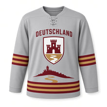 Load image into Gallery viewer, Germany Rhine Castle Original Hockey Jersey in Castle Stone, front view – custom name and number