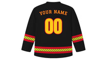 Load image into Gallery viewer, Ghana Independence Day Original Hockey Jersey in Black, back view with your name and number
