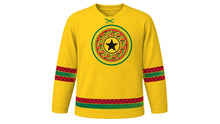 Load image into Gallery viewer, Ghana Independence Day Original Hockey Jersey in Gold, front view – custom name and number
