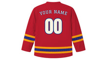Load image into Gallery viewer, Ghode Jatra Original Hockey Jersey in Crimson, back view with your name and number