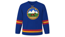 Load image into Gallery viewer, Ghode Jatra Original Hockey Jersey in Royal Blue, front view – custom name and number