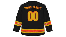 Load image into Gallery viewer, Gion Matsuri Original Hockey Jersey in Black, back view with your name and number
