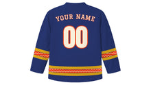 Load image into Gallery viewer, Gion Matsuri Original Hockey Jersey in Indigo, back view with your name and number