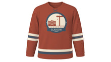 Load image into Gallery viewer, Glasgow Original Hockey Jersey in Sandstone Red, front view – custom name and number