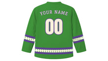 Load image into Gallery viewer, Golden Week Original Hockey Jersey in Leaf Green, back view with your name and number