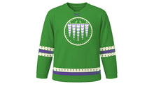 Load image into Gallery viewer, Golden Week Original Hockey Jersey in Leaf Green, front view – custom name and number