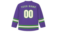 Load image into Gallery viewer, Golden Week Original Hockey Jersey in Wisteria Purple, back view with your name and number
