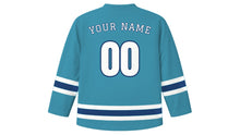 Load image into Gallery viewer, Gothenburg Original Hockey Jersey in Canal Teal, back view with your name and number