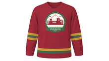 Load image into Gallery viewer, Granada Original Hockey Jersey in Pomegranate Red, front view – custom name and number