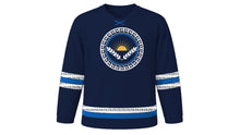 Load image into Gallery viewer, Greek Independence Day Original Hockey Jersey in Navy, front view – custom name and number