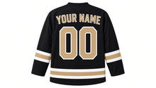 Load image into Gallery viewer, Groundhog Day Original Hockey Jersey in Black, back view with your name and number