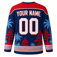 Load image into Gallery viewer, Guam Liberation Day Original Hockey Jersey in Ocean Navy, back view with custom YOUR NAME and 00