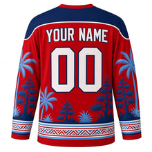 Load image into Gallery viewer, Guam Liberation Day Original Hockey Jersey in Liberation Red, back view with custom YOUR NAME and 00