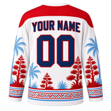 Load image into Gallery viewer, Guam Liberation Day Original Hockey Jersey in White, back view with custom YOUR NAME and 00