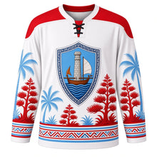 Load image into Gallery viewer, Guam Liberation Day Original Hockey Jersey in White, front view with themed artwork and clean crest