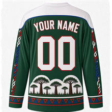 Load image into Gallery viewer, Guanacaste Day Original Hockey Jersey in Guanacaste Green, back view with custom YOUR NAME and 00