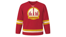 Load image into Gallery viewer, Guangzhou Original Hockey Jersey in Canton Red, front view – custom name and number