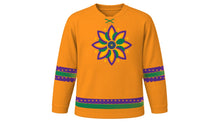 Load image into Gallery viewer, Gudi Padwa Original Hockey Jersey in Saffron, front view – custom name and number