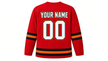 Load image into Gallery viewer, Guy Fawkes Night Original Hockey Jersey in Red, back view with your name and number