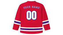 Load image into Gallery viewer, Haitian Independence Day Original Hockey Jersey in Red, back view with your name and number