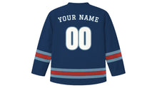 Load image into Gallery viewer, Halifax Original Hockey Jersey in Harbour Navy, back view with your name and number