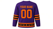 Load image into Gallery viewer, Halloween Original Hockey Jersey in Purple, back view with your name and number