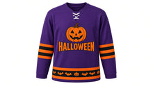 Load image into Gallery viewer, Halloween Original Hockey Jersey in Purple, front view – custom name and number