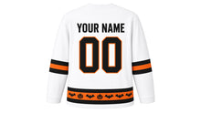 Load image into Gallery viewer, Halloween Original Hockey Jersey in White, back view with your name and number