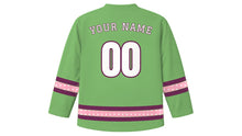 Load image into Gallery viewer, Hanami Original Hockey Jersey in Spring Green, back view with your name and number