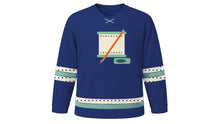 Load image into Gallery viewer, Hangul Day Original Hockey Jersey in Indigo, front view – custom name and number