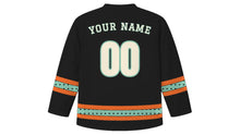 Load image into Gallery viewer, Hangul Day Original Hockey Jersey in Ink Black, back view with your name and number
