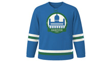 Load image into Gallery viewer, Hanover Original Hockey Jersey in Maschsee Lake Blue, front view – custom name and number
