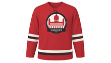 Load image into Gallery viewer, Hanover Original Hockey Jersey in Red Thread Red, front view – custom name and number