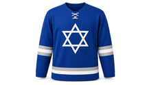 Load image into Gallery viewer, Hanukkah Original Hockey Jersey in Blue, front view – custom name and number