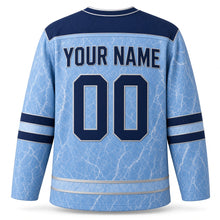 Load image into Gallery viewer, Blue Marble Star Hanukkah Hockey Jersey in Marble Azure, back view with your name and number