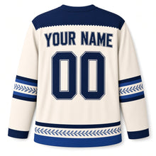 Load image into Gallery viewer, Blue Pottery Olive Hanukkah Hockey Jersey in Pottery Porcelain, back view with your name and number