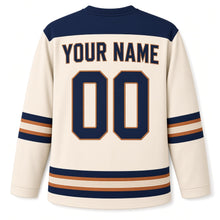 Load image into Gallery viewer, Copper Engraved Menorah Hanukkah Hockey Jersey in Copperplate Cream, back view with your name and number