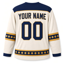 Load image into Gallery viewer, Gelt Mesh Pouch Hanukkah Hockey Jersey in Pouch Cream, back view with your name and number