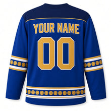 Load image into Gallery viewer, Gelt Mesh Pouch Hanukkah Hockey Jersey in Pouch Royal, back view with your name and number