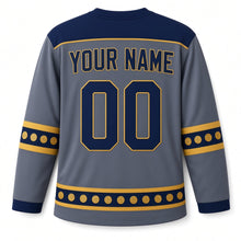 Load image into Gallery viewer, Gelt Mesh Pouch Hanukkah Hockey Jersey in Pouch Slate, back view with your name and number
