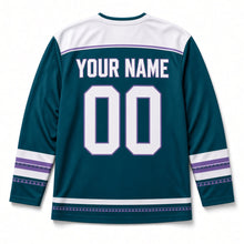 Load image into Gallery viewer, Geometric Prism Star Hanukkah Hockey Jersey in Prism Teal, back view with your name and number