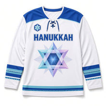 Load image into Gallery viewer, Geometric Prism Star Hanukkah Hockey Jersey in Prism Crystal, front view – custom name and number