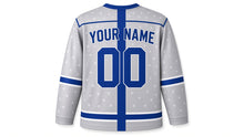 Load image into Gallery viewer, Gift Wrap Ribbon Hanukkah Hockey Jersey in Silver Wrap, back view with your name and number